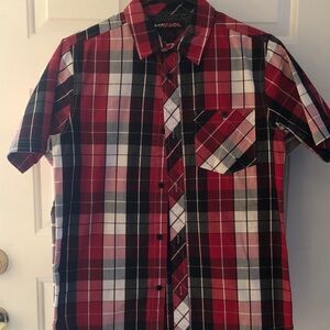 Tony Hawk Red and Black Plaid Button Down Shirt